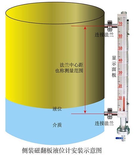 強酸強堿液位計側(cè)裝式安裝示意圖